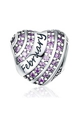 elegant lovely silver love heart February birthstone charm